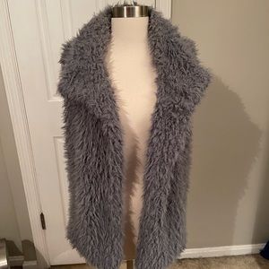 Gray fuzzy vest